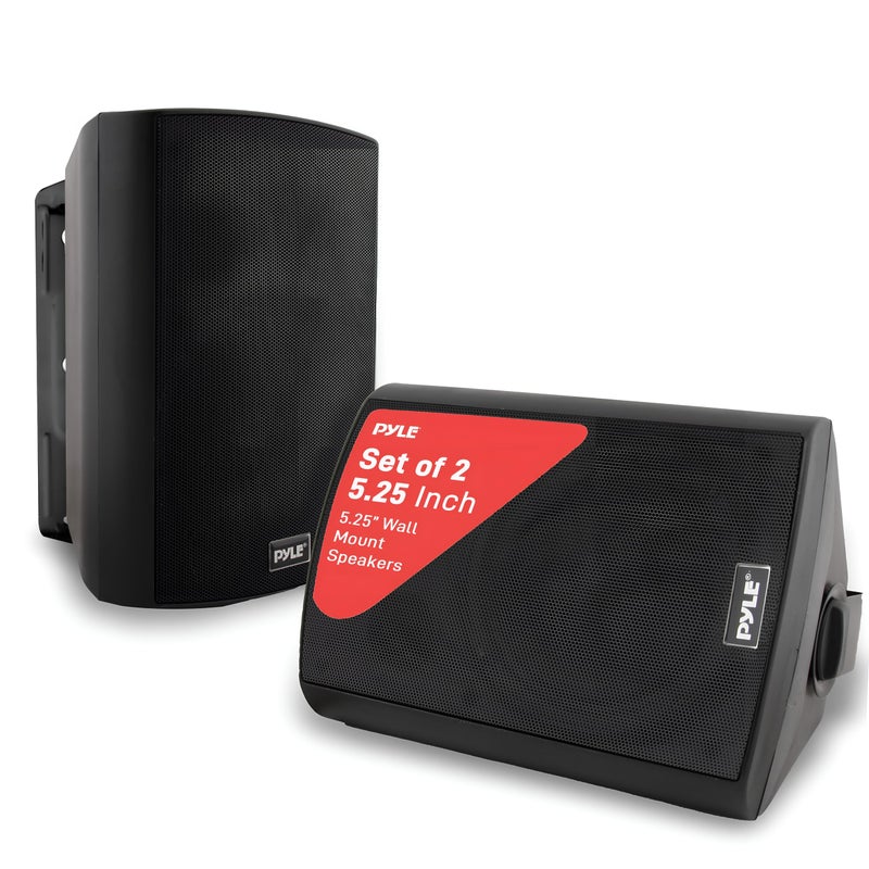 Pyle Waterproof Wall Mount Speaker System - 5.25 Inch Active + Passive Pair Wireless Bluetooth Compatible Indoor/Outdoor Stereo Sound Set with AUX IN - Pyle PDWR52BTBK (Black) - Image 1