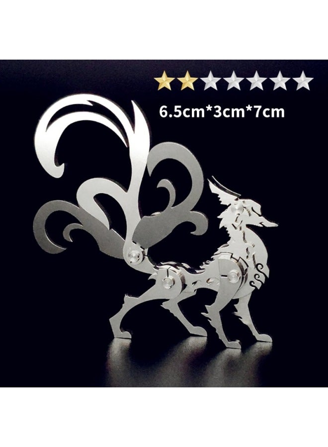 Steel Warcraft 3D Metal Jigsaw Puzzle Assembled Model Stall Adult Children Handmade DIY Gift Educational Toys-Color:【Little Nine-tailed Fox】 Diy/Finished Product Please Note - Image 1
