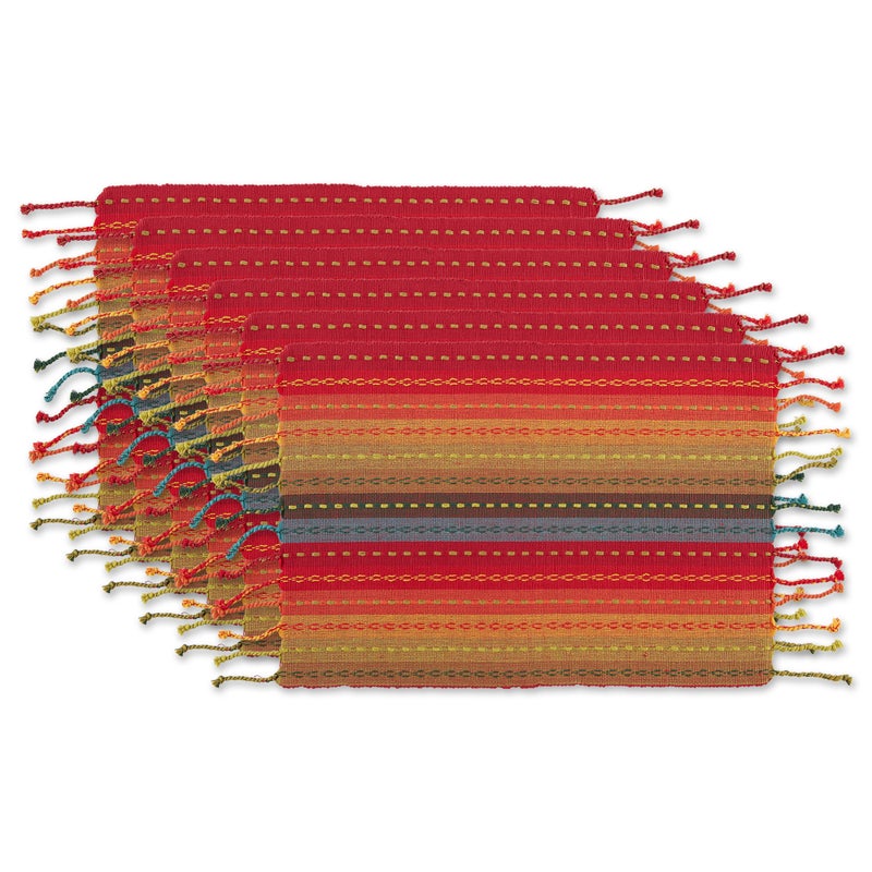 Design Imports DII Spice Tonal Stripe With Fringe Placemat (Set of 6) - Image 1