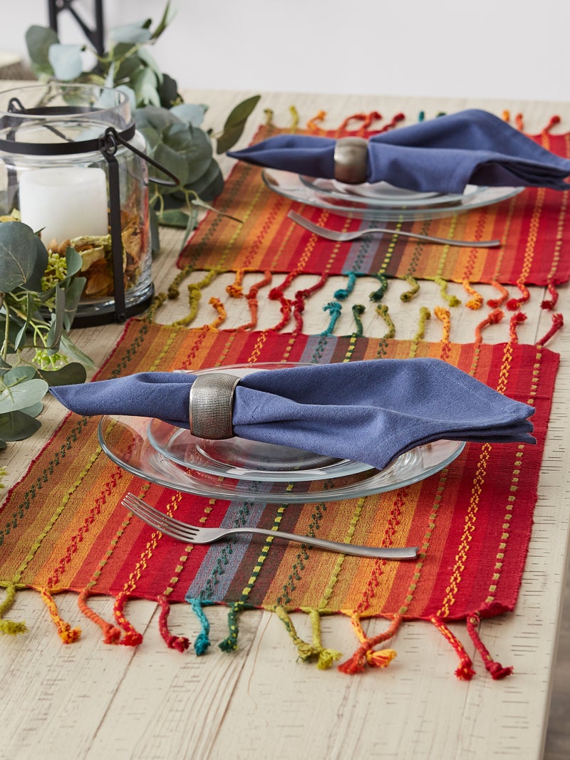 Design Imports DII Spice Tonal Stripe With Fringe Placemat (Set of 6) - Image 2