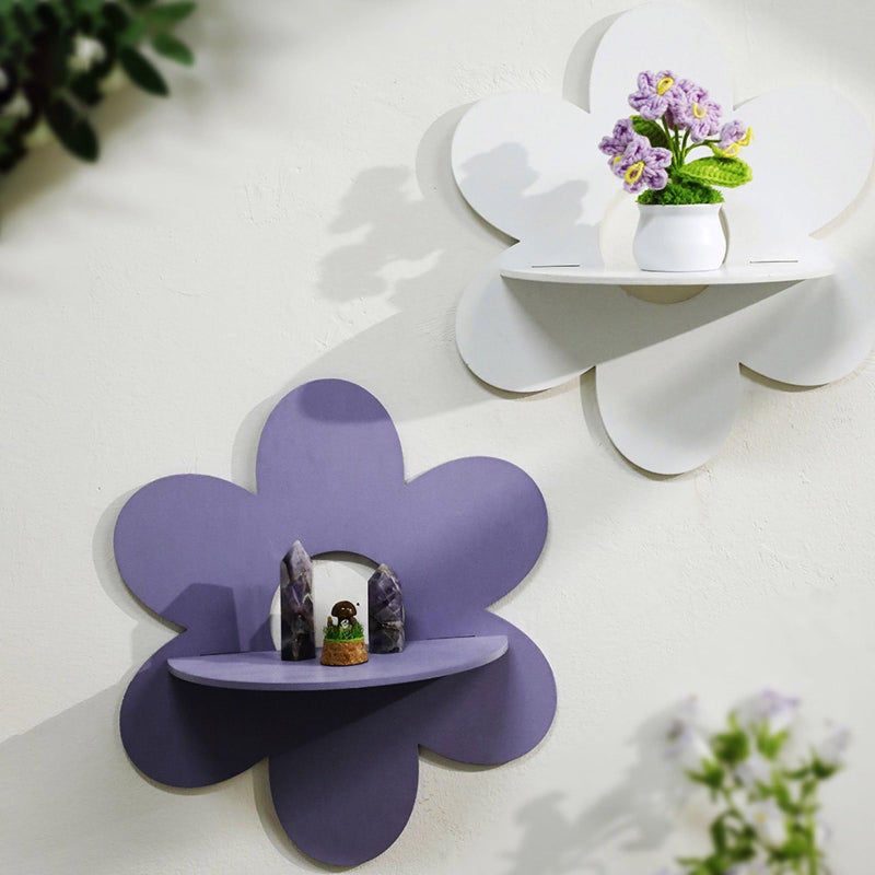 Ms10293 Bohemian Flower Shape Wall Shelf With Crystal Accent For Home Decoration - Image 3