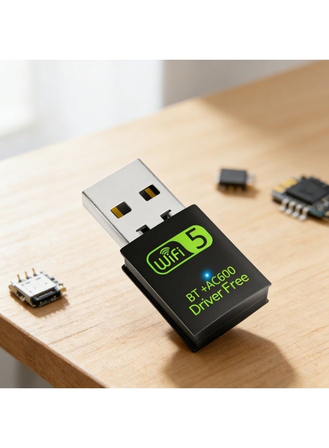 USB WiFi Bluetooth Adapter, 600Mbps Dual Band 2.4/5Ghz Wireless Network External Receiver, Mini WiFi Dongle for PC/Laptop/Desktop - Image 1
