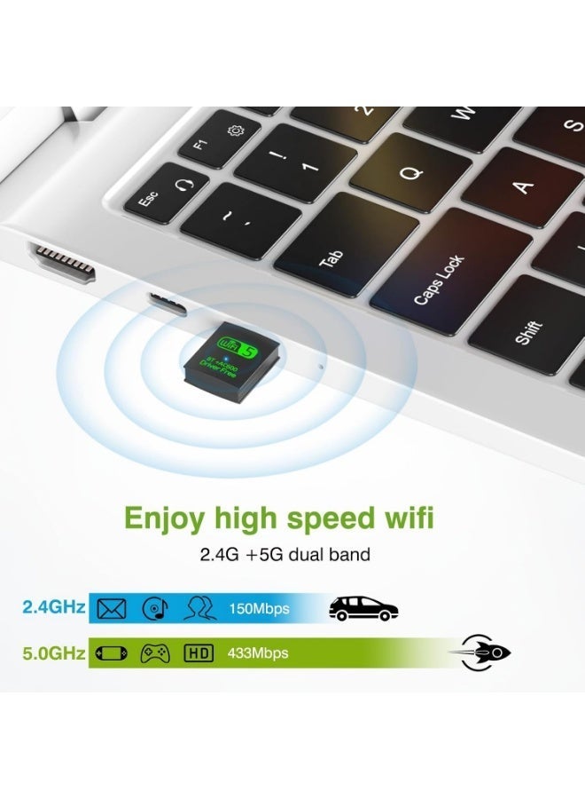 USB WiFi Bluetooth Adapter, 600Mbps Dual Band 2.4/5Ghz Wireless Network External Receiver, Mini WiFi Dongle for PC/Laptop/Desktop - Image 4