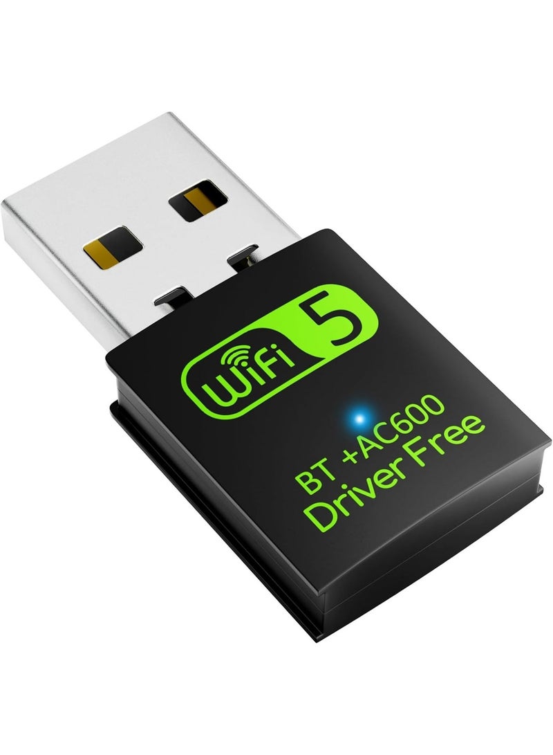 USB WiFi Bluetooth Adapter, 600Mbps Dual Band 2.4/5Ghz Wireless Network External Receiver, Mini WiFi Dongle for PC/Laptop/Desktop - Image 2