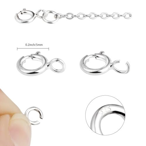 SAKDWUR 925 Sterling Silver Necklace Clasps - 5mm Spring Clasps for Jewelry Making with Sterling Silver 4mm Jump Rings, Jewelry Clasps and Closures - Image 2
