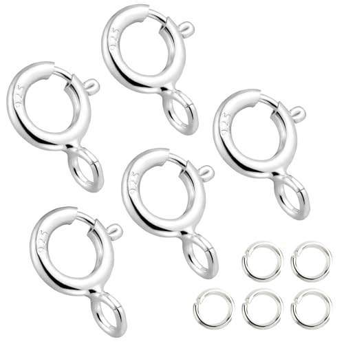 SAKDWUR 925 Sterling Silver Necklace Clasps - 5mm Spring Clasps for Jewelry Making with Sterling Silver 4mm Jump Rings, Jewelry Clasps and Closures - Image 1