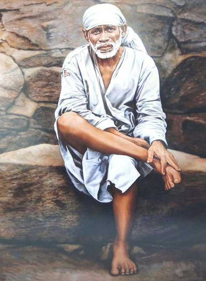 wallpics® Shirdi Saibaba Painting Poster Fully Waterproof Vinyl Sticker Print for Living Room,Bedroom,Office,Kids Room,Hall (24X36) can1151-3 - Image 1