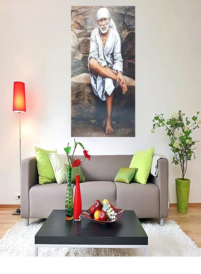 wallpics® Shirdi Saibaba Painting Poster Fully Waterproof Vinyl Sticker Print for Living Room,Bedroom,Office,Kids Room,Hall (24X36) can1151-3 - Image 3