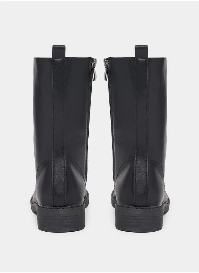 Styli Lace Up Front Boots with Side Zipper
