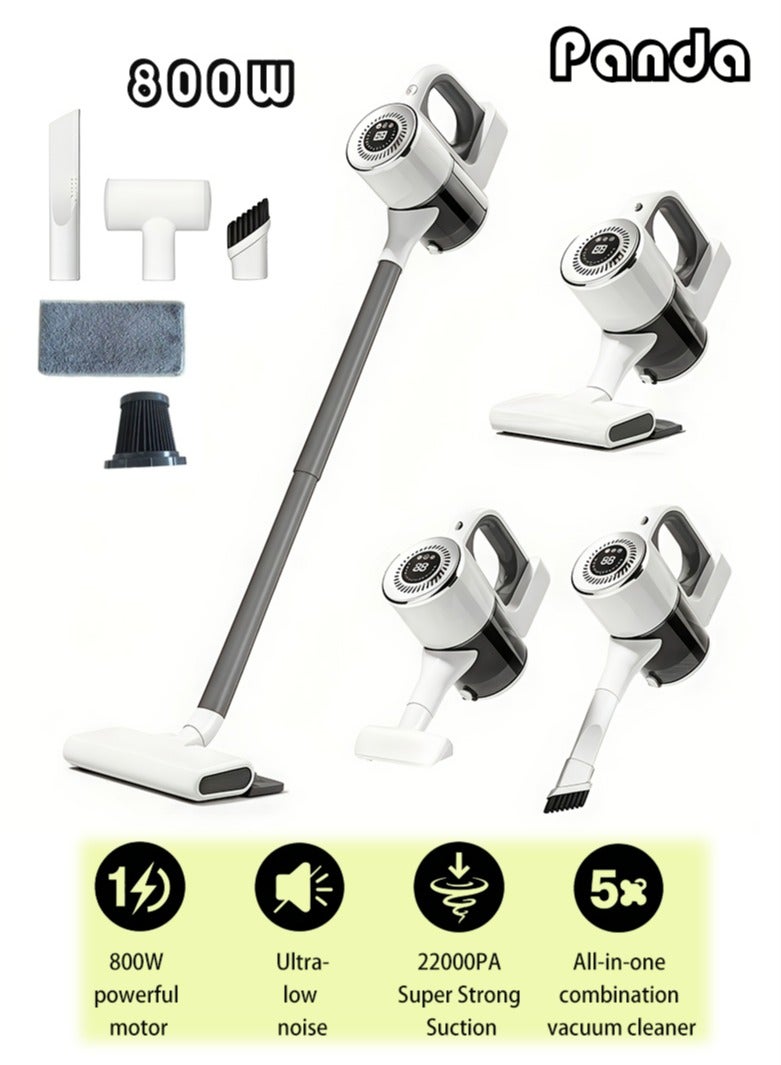Panda Wet & Dry Cordless Vacuum Cleaner With Mopping Function 3 Mode Dust Mite  Removal/Dragging/Handheld,UV99.9% Mite, Super-Light Stick Vacuum,with Multi-Attachments Ideal for Home Use,Ultra-Quiet, Install-Free Charging Dock - Image 1