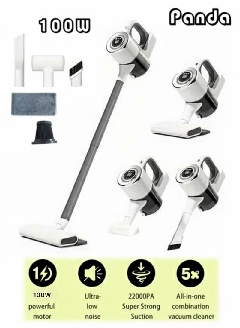 Panda Wet & Dry Cordless Vacuum Cleaner With Mopping Function 3 Mode 22Kpa Dust Mite Removal/Dragging/Handheld,UV99.9% Mite, Super-Light Stick Vacuum,with Multi-Attachments Ideal for Home Use,Ultra-Quiet, Install-Free Charging Dock - Image 1