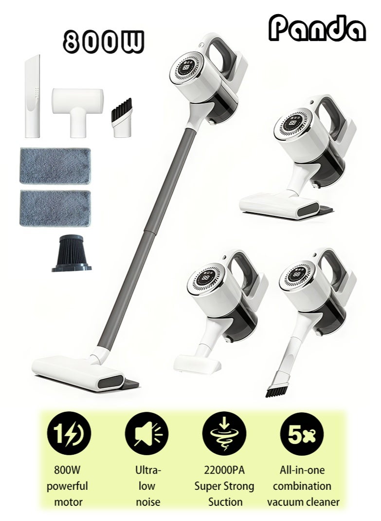 Panda Wet & Dry Cordless Vacuum Cleaner With Mopping Function 3 Mode 22Kpa Dust Mite Removal/Dragging/Handheld,UV99.9% Mite, Super-Light Stick Vacuum,with Multi-Attachments Ideal for Home Use,Ultra-Quiet, Install-Free Charging Dock - Image 1