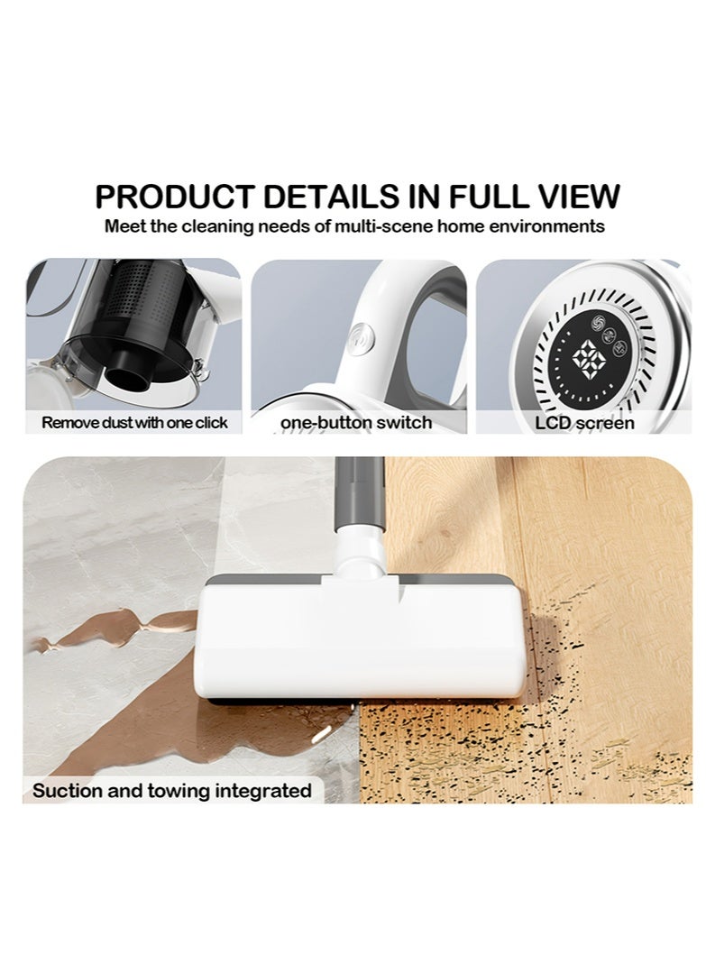باندا مكنسة كهربائية لاسلكية للاستخدام الجاف والرطب مع وظيفة المسح، 3 أوضاع، ضغط 22 كيلو باسكال، إزالة عث الغبار/السحب/الاستخدام اليدوي، حماية من الأشعة فوق البنفسجية بنسبة 99.9% من العث، مكنسة عصا فائقة الخفة، مع ملحقات متعددة، مثالية للاستخدام المنزلي، هادئة للغاية، قاعدة شحن سهلة التركيب - Image 2