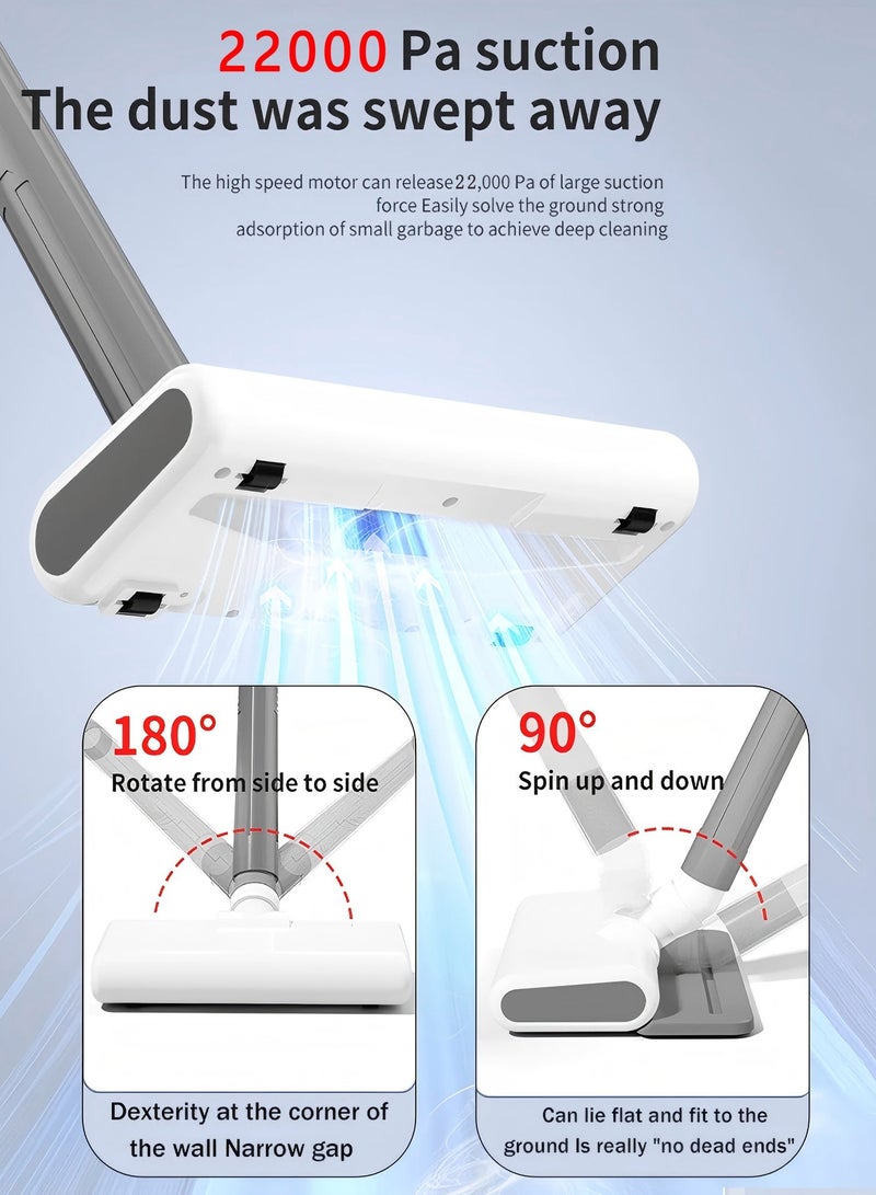 باندا مكنسة كهربائية لاسلكية للاستخدام الجاف والرطب مع وظيفة المسح، 3 أوضاع، ضغط 22 كيلو باسكال، إزالة عث الغبار/السحب/الاستخدام اليدوي، حماية من الأشعة فوق البنفسجية بنسبة 99.9% من العث، مكنسة عصا فائقة الخفة، مع ملحقات متعددة، مثالية للاستخدام المنزلي، هادئة للغاية، قاعدة شحن سهلة التركيب - Image 4