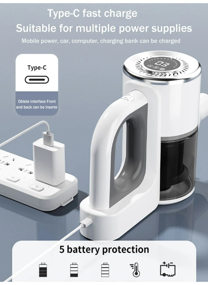 باندا مكنسة كهربائية لاسلكية للاستخدام الجاف والرطب مع وظيفة المسح، 3 أوضاع، ضغط 22 كيلو باسكال، إزالة عث الغبار/السحب/الاستخدام اليدوي، حماية من الأشعة فوق البنفسجية بنسبة 99.9% من العث، مكنسة عصا فائقة الخفة، مع ملحقات متعددة، مثالية للاستخدام المنزلي، هادئة للغاية، قاعدة شحن سهلة التركيب - Image 5