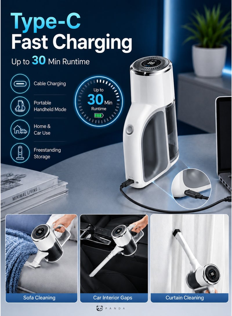 Panda Wet Dry Cordless Vacuum Cleaner, 22KPa Vacuum Mop with 2 Mopping Pad, 3 Suction Modes, LCD Display, 180°/90° Swivel Head, HEPA Filtration, Lightweight Stick Vacuum for Hard Floors & Home/Office - Image 5