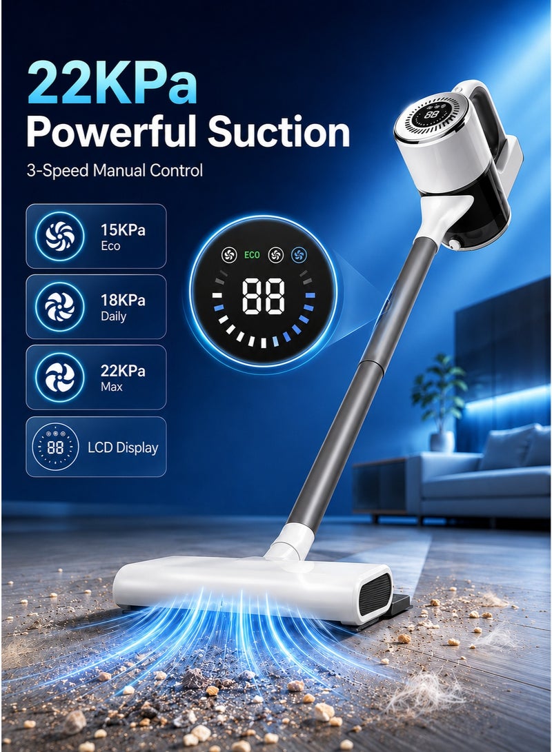 Panda Wet Dry Cordless Vacuum Cleaner, 22KPa Vacuum Mop with 2 Mopping Pad, 3 Suction Modes, LCD Display, 180°/90° Swivel Head, HEPA Filtration, Lightweight Stick Vacuum for Hard Floors & Home/Office - Image 2