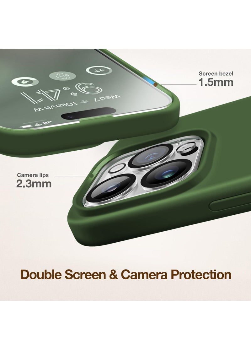 Houmt - iPhone 15 Pro Case Silicone with 1X Camera Protector+ 1X Screen Protector Compatible with iPhone 15 Pro Cover Liquid Soft Silicone Inside Microfiber Lining Slim Thin Protective Case Cover - Image 1