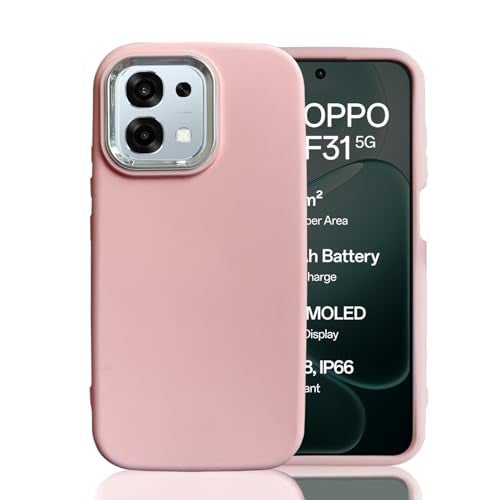 KC Back Cover for Oppo F31 5G - Electroplated Crome Metal Ring | Soft Silicone | Full Camera Protection | Shockproof Bumper Case (Pink) - Image 1