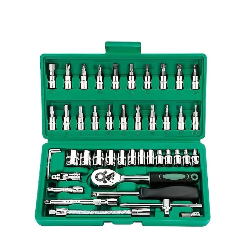 Radha Kishan 46 in 1 Pcs Tool Kit & Screwdriver set and Precision Socket Set Wrench Set Multi Purpose Combination Tool Case, Multicolour  - Image 1