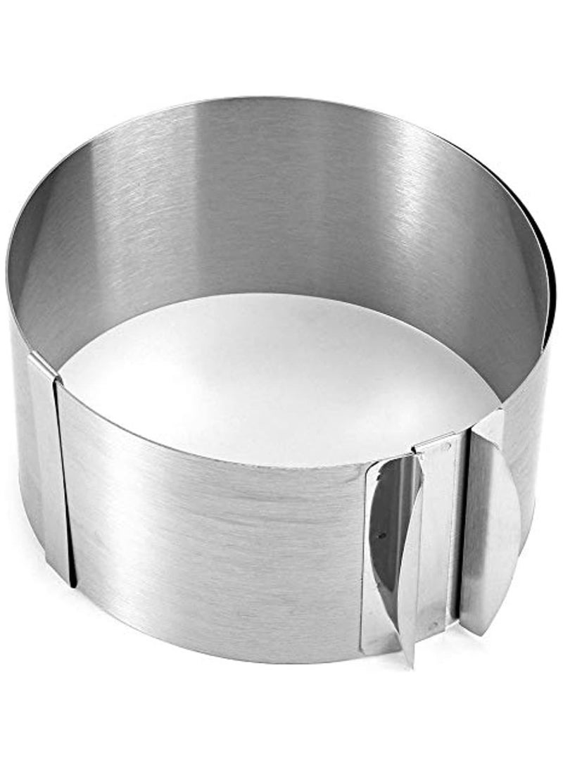Retractable Stainless Steel Circle Mousse Ring Baking Tool Set Cake Mould Mold Size Adjustable Bakeware 16-30cm, Silver, SSZ289  - Image 1