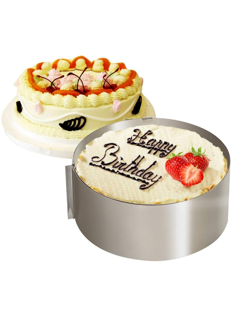 Retractable Stainless Steel Circle Mousse Ring Baking Tool Set Cake Mould Mold Size Adjustable Bakeware 16-30cm, Silver, SSZ289  - Image 4