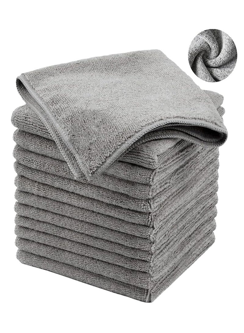 أوزيغالور 12 قميص تنظيف ميكروفايبر، مفرشات قابلة للاستخدام مجددًا والغسل في المطبخ لتنظيف الأطباق (رمادي) - Image 1