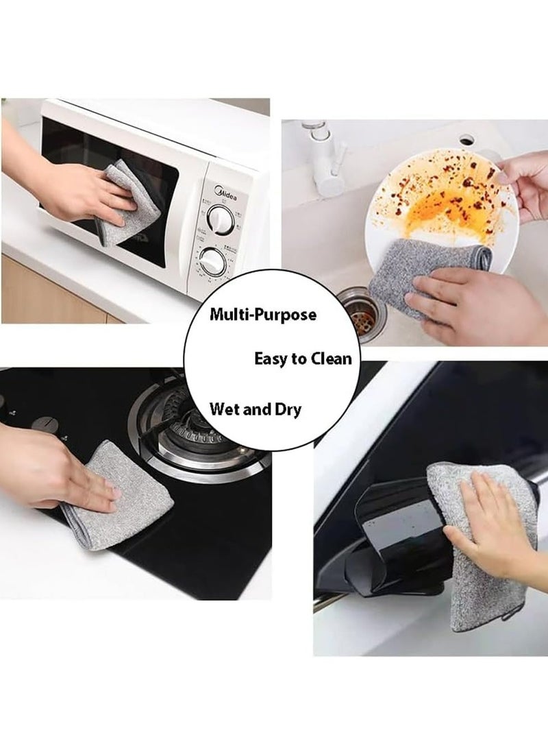 أوزيغالور 12 قميص تنظيف ميكروفايبر، مفرشات قابلة للاستخدام مجددًا والغسل في المطبخ لتنظيف الأطباق (رمادي) - Image 5