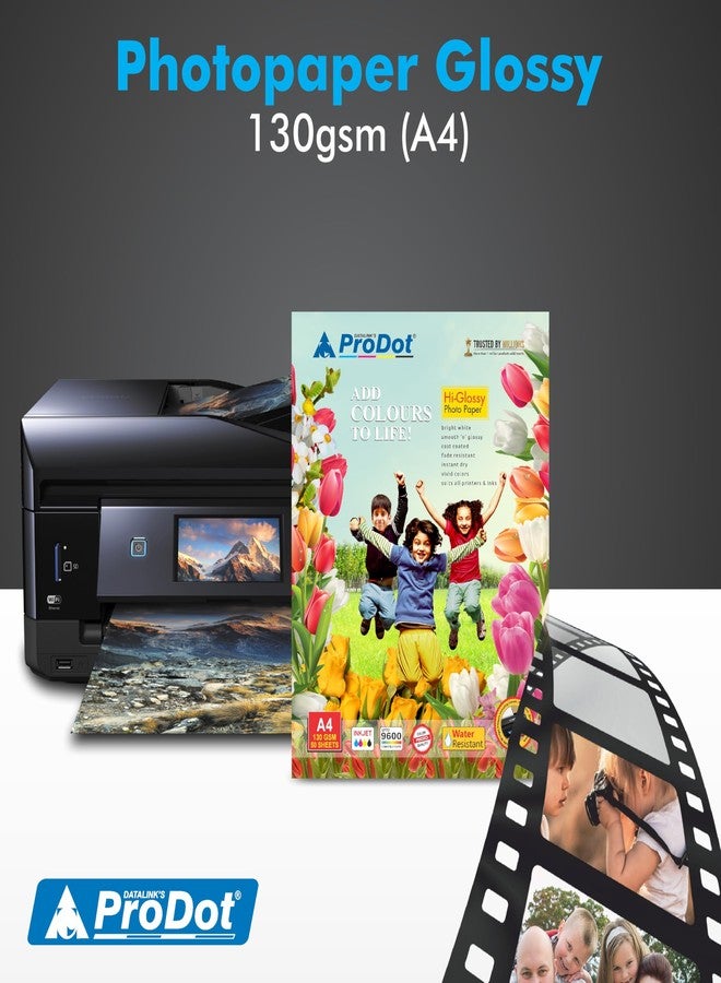 ProDot Water Proof & Instant Dry Glossy White A4 Photo Paper for Card & Picture Printing (100 Sheets, 8.3”x11.7’’each) (130GSM, 50 Sheet Pack of 02) - Image 3