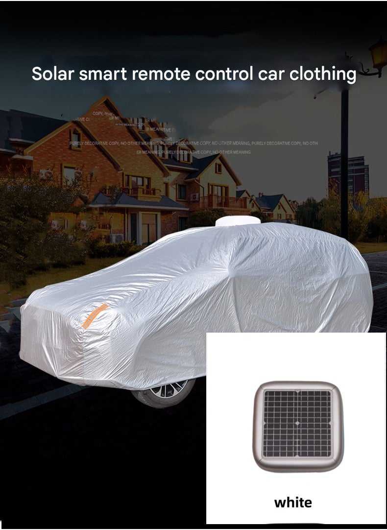 Generic Solar Auto Retractable Car Cover - Universal Smart Remote Sunshade Car Cover with Alarm, Solar Charging and Voice Controls--White  - Image 1
