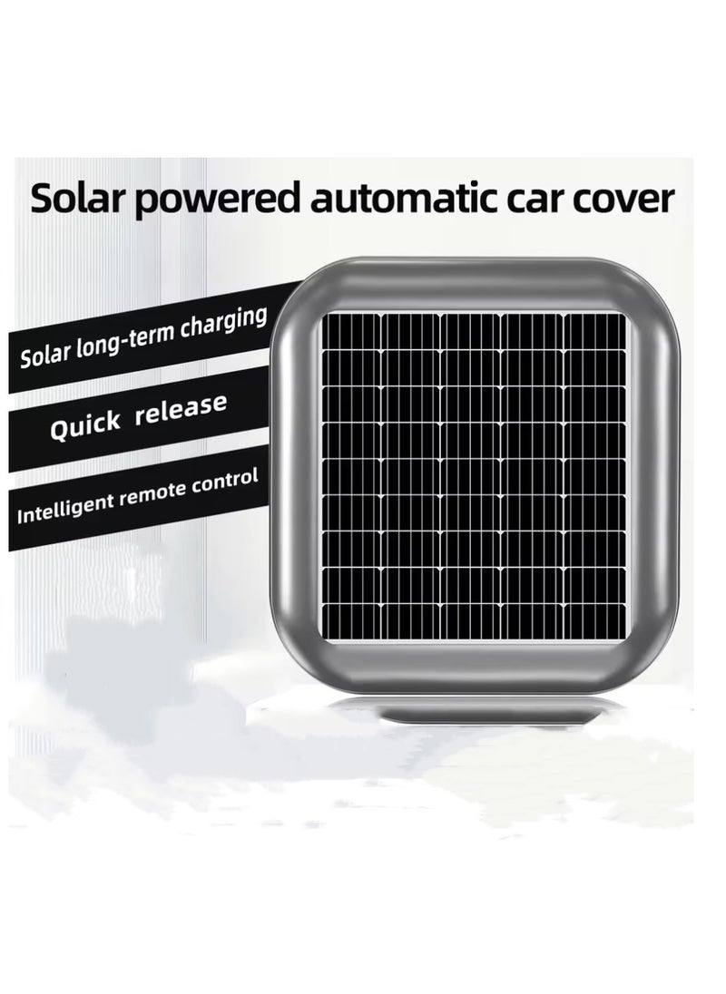 Generic Solar Auto Retractable Car Cover - Universal Smart Remote Sunshade Car Cover with Alarm, Solar Charging and Voice Controls--White  - Image 3
