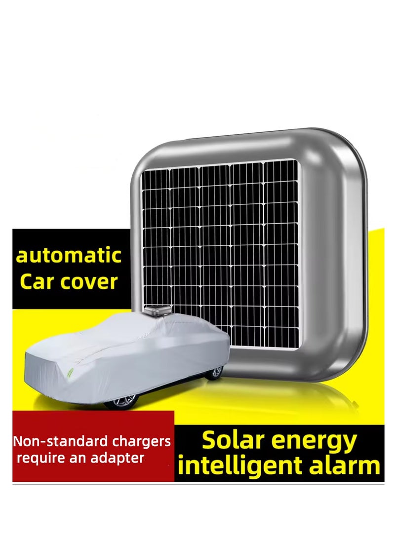 Generic Solar Auto Retractable Car Cover - Universal Smart Remote Sunshade Car Cover with Alarm, Solar Charging and Voice Controls--White  - Image 4