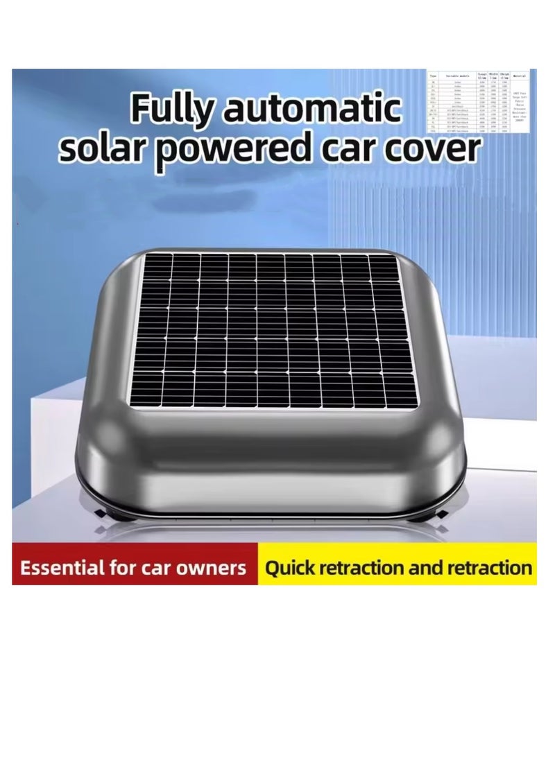 Generic Solar Auto Retractable Car Cover - Universal Smart Remote Sunshade Car Cover with Alarm, Solar Charging and Voice Controls--White  - Image 5