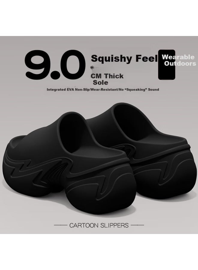 She Enjoy Thick Sole Women's Platform Slide Sandals Tg383 Black Size 40-41