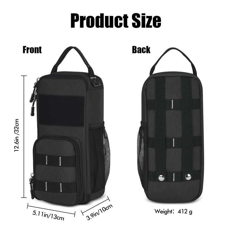LAKE OF FIRE 12.6" Small Tool Bag Pouch for Men with Multiple Pockets, Waterproof Heavy Duty Tool Bag Organizer with Zipper and Portable Handle (Black) - Image 2