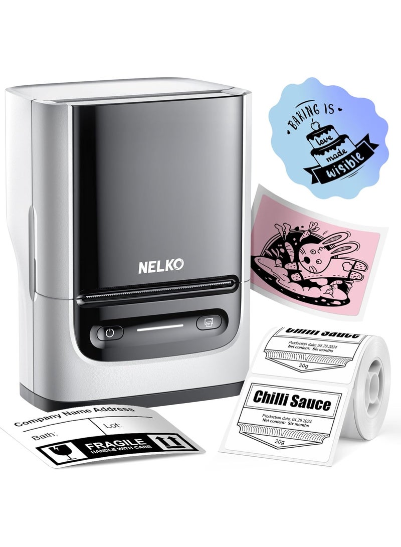 Nelko Portable Bluetooth Label Printer Thermal Labeling Device for Retail Office & Organization  Wireless App Control with 90+ Fonts & 1000+ Icons Supports 23-54mm Wide Waterproof Labels - Image 1