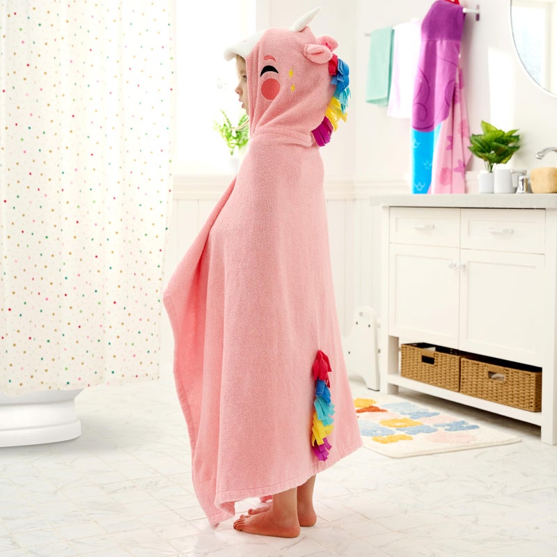 Joiedomi Unicorn Hooded Towel for Kids Soft 100% Cotton Bath Beach Towel 30" x 50" for Kids 3-10 Years Toddler Pool Poncho with Hood Absorbent Swim Wrap for Boys Girls - Image 2