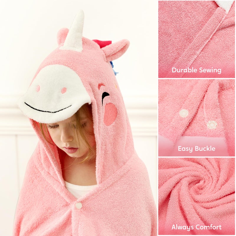 Joiedomi Unicorn Hooded Towel for Kids Soft 100% Cotton Bath Beach Towel 30" x 50" for Kids 3-10 Years Toddler Pool Poncho with Hood Absorbent Swim Wrap for Boys Girls - Image 4