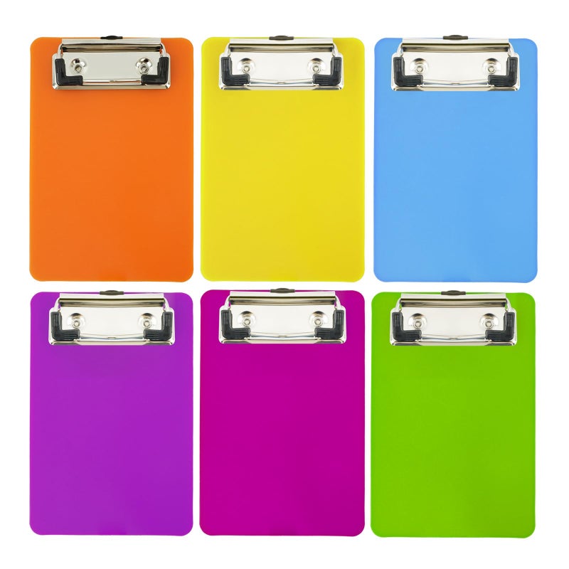 YONHTUTU 4x6in Mini Clipboards, 6 Pack Plastic Small Clipboards, Translucent A6 Size Mini Clipboard with Retaining Clips, Notepads Pocket Clipboard, Colorful Clip Boards for Classroom Restaurants Office Gifts - Image 1