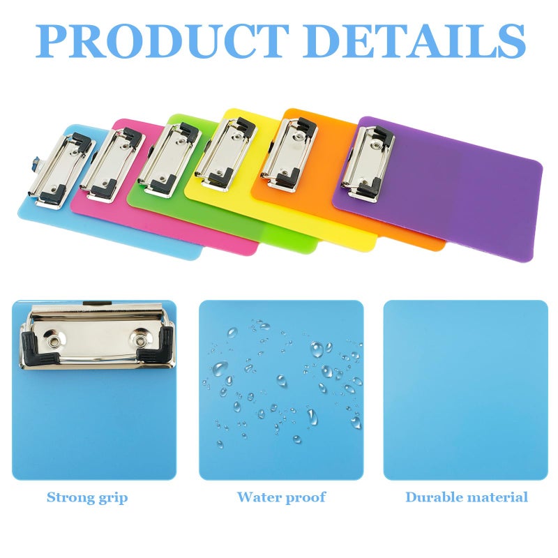 YONHTUTU 4x6in Mini Clipboards, 6 Pack Plastic Small Clipboards, Translucent A6 Size Mini Clipboard with Retaining Clips, Notepads Pocket Clipboard, Colorful Clip Boards for Classroom Restaurants Office Gifts - Image 3