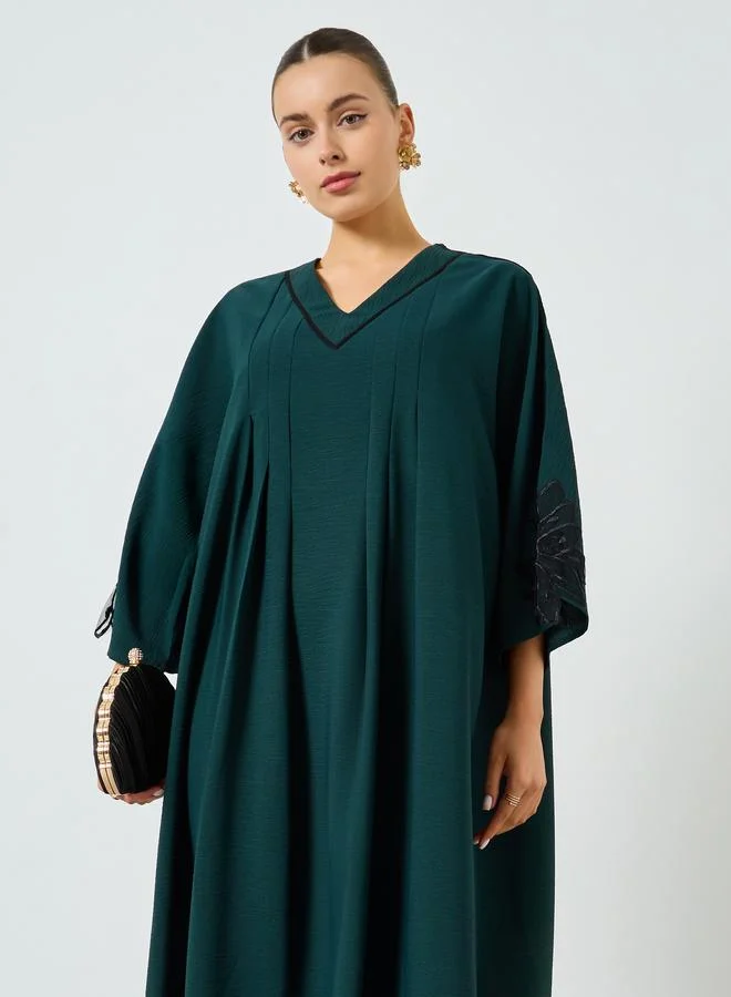 Take Two Dark Green Floral Patchwork A-Line Jalabiya