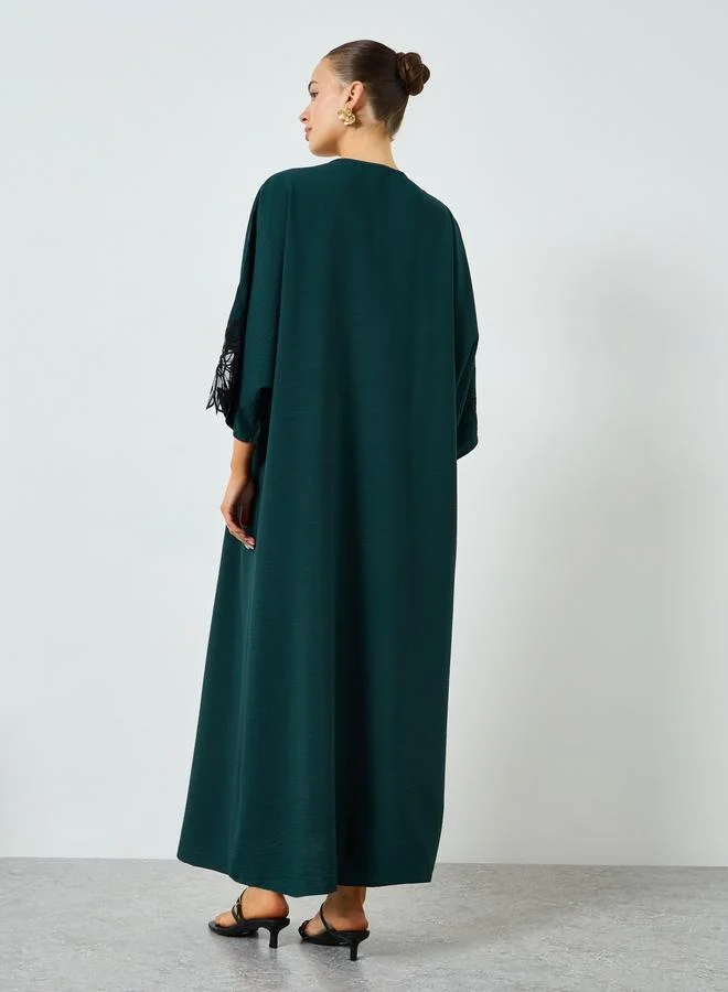 Take Two  Dark Green Floral Patchwork A-Line Jalabiya for Women | Best Price UAE