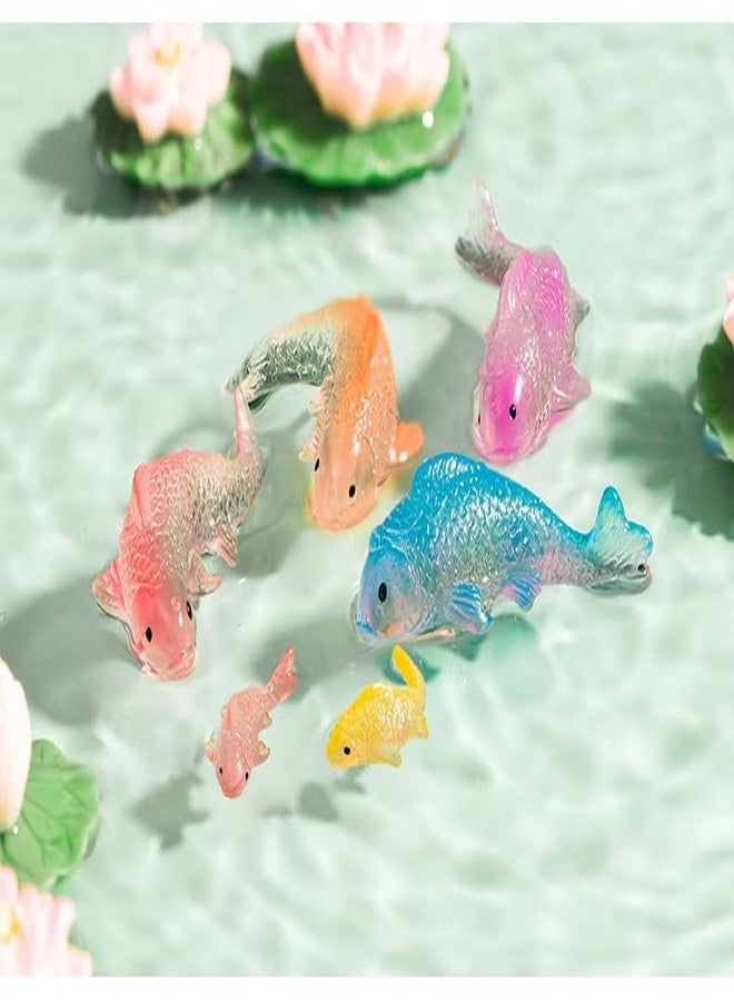 WinldMonmo 7 Pcs Colorful Koi Resin Figurines for Fish Tank - Miniature Ornaments for Terrarium Bottle, Fairy Garden Scene, Birthday Cakes, DIY Aquascape Kit, Aquarium Moss Layout Desktop Landscape Accessories - Image 2