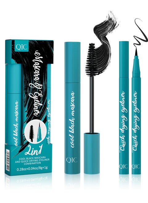 Mascara eyeliner all in one set long lasting waterproof eyeliner mascara duo creates voluminous lashes perfect eyeliner