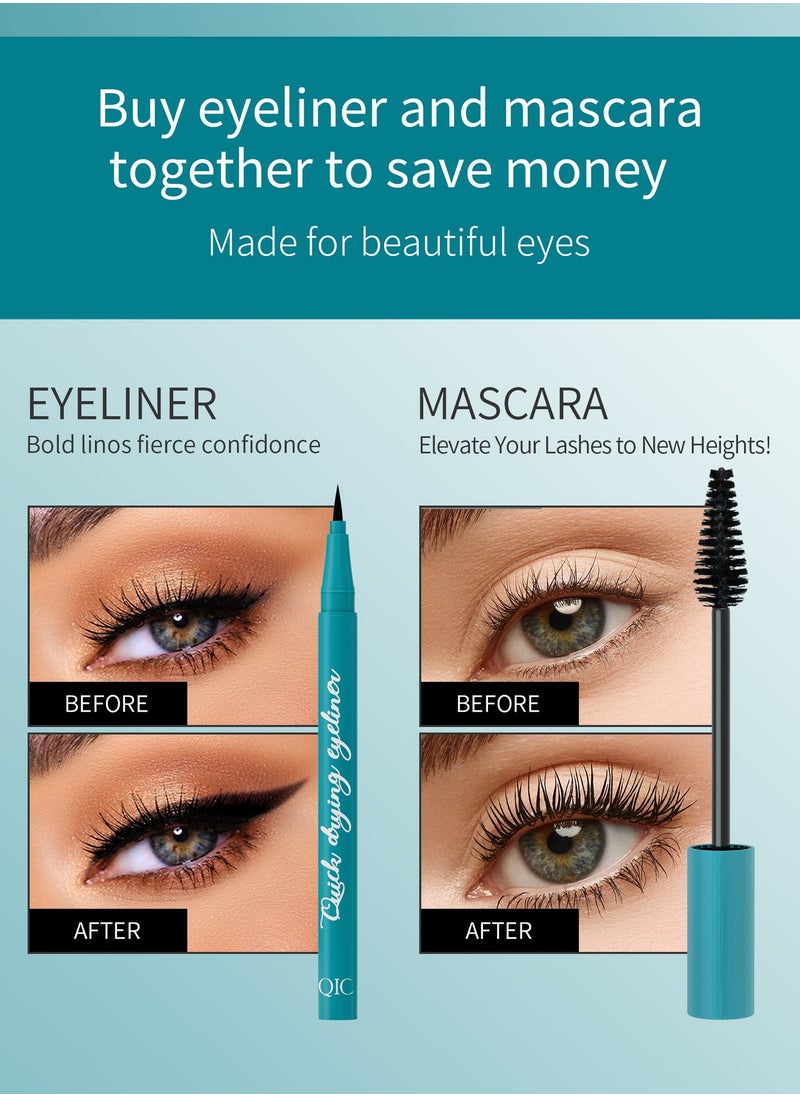 Mascara eyeliner all in one set long lasting waterproof eyeliner mascara duo creates voluminous lashes perfect eyeliner