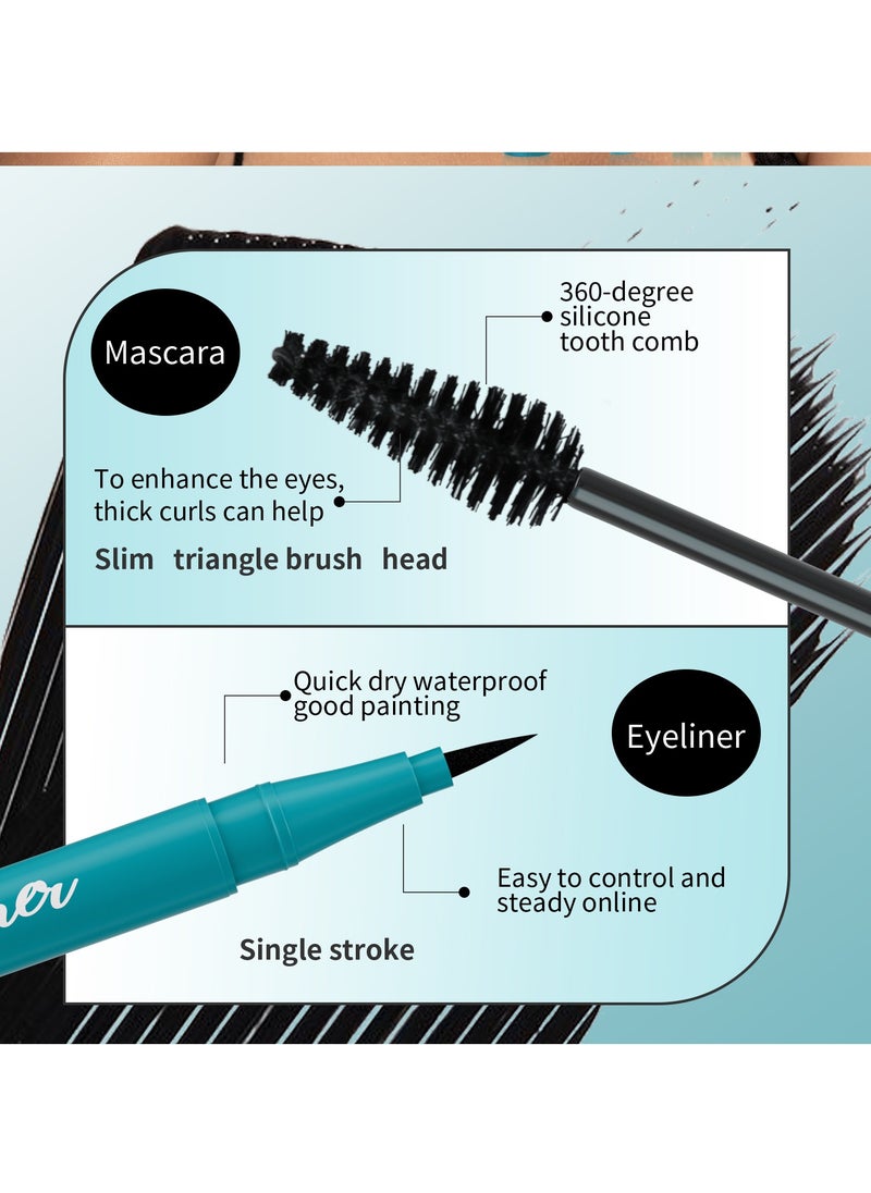 Mascara eyeliner all in one set long lasting waterproof eyeliner mascara duo creates voluminous lashes perfect eyeliner