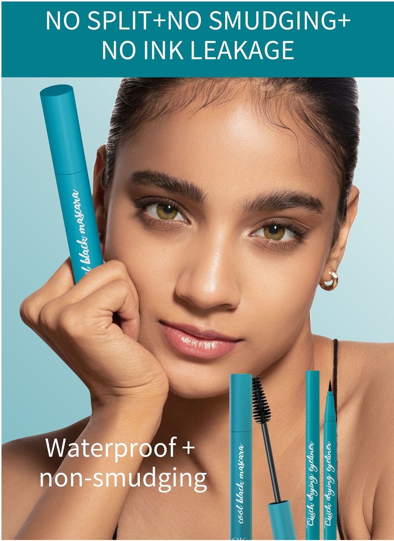 Mascara eyeliner all in one set long lasting waterproof eyeliner mascara duo creates voluminous lashes perfect eyeliner