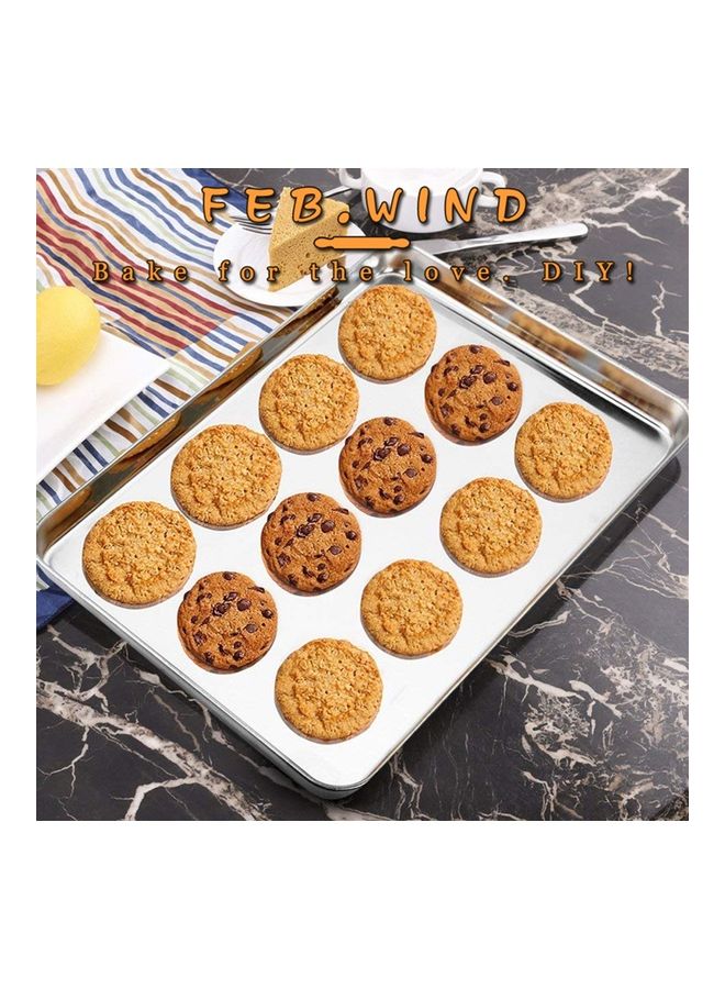 NIBEMINENT Rectangular Shape Stainless Steel Baking Pan Silver 20 x 26 2.5cm  - Image 3