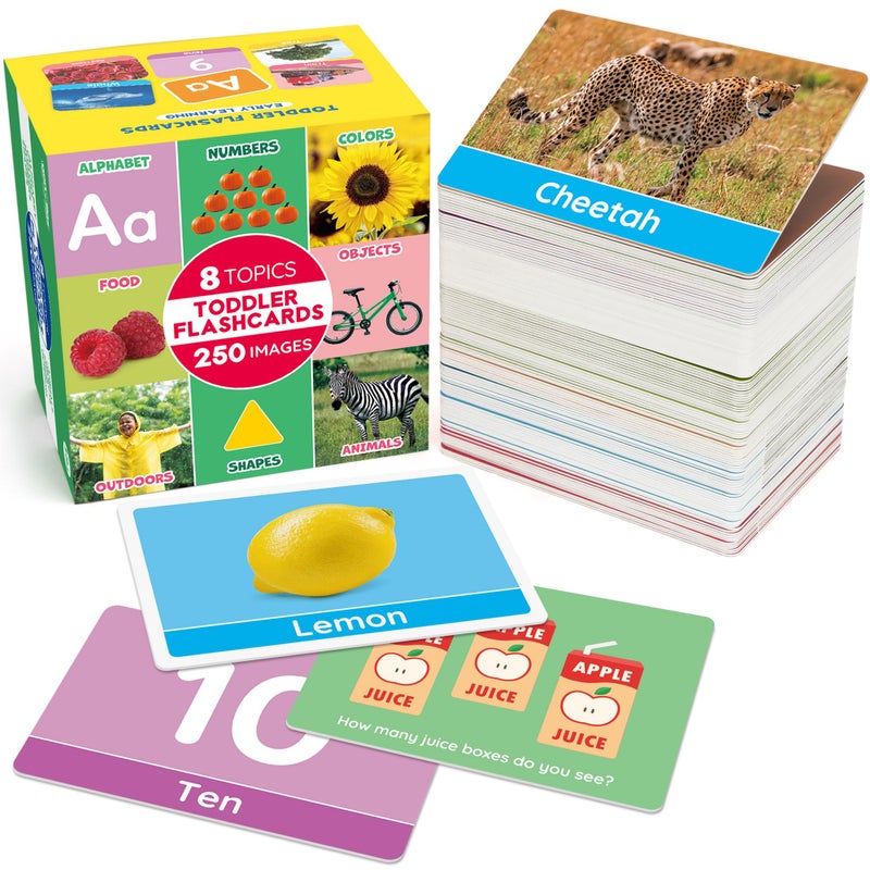 BenBen Flash Cards for Toddlers Extra Thick 250 Images DoubleSided Educational Flashcards Alphabet Number Animal Shape Color Preschool Learning Activities Gift for Kids 1 2 3 4 Years - Image 2