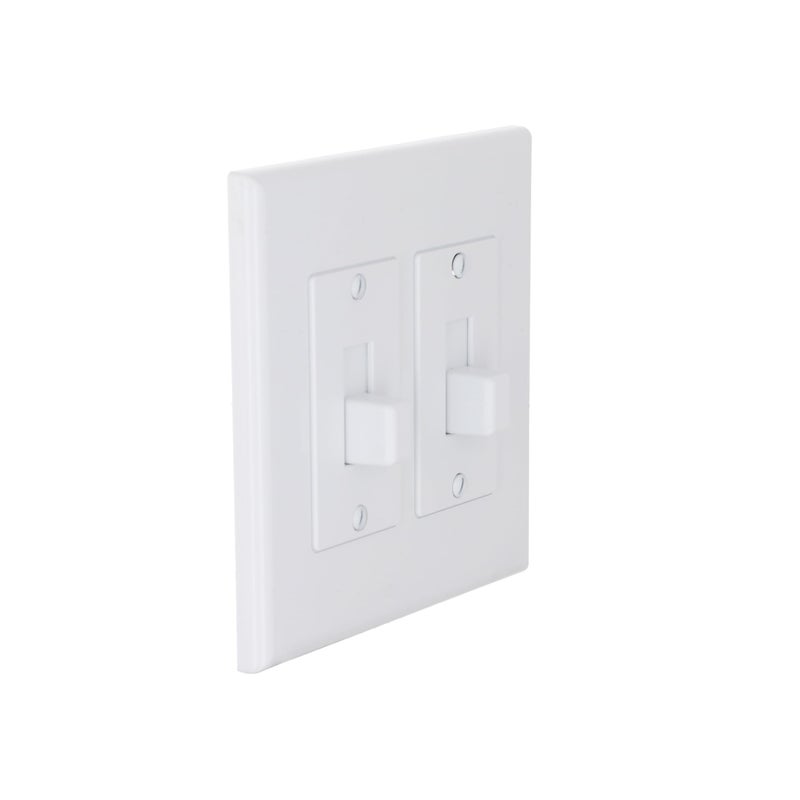 TayMac 2672W 2Gang MASQUE Decorator Cover Toggle White